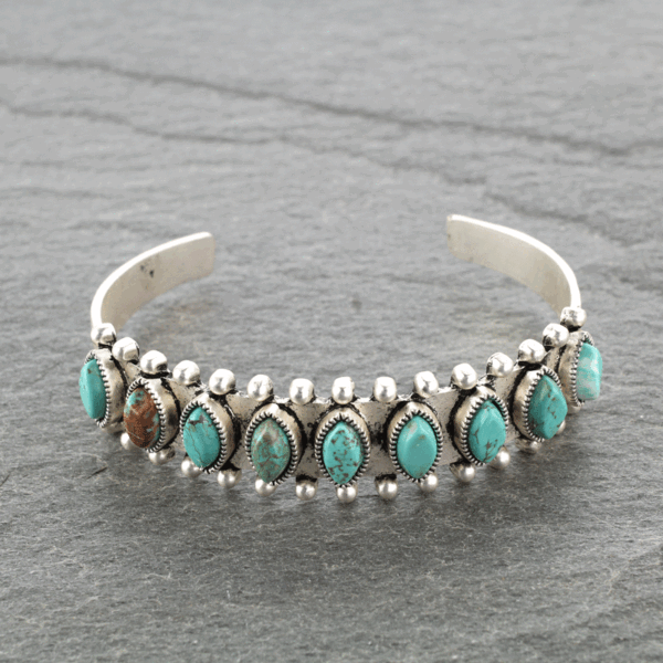 Natural Turquoise "C" Cuff Bracelet
