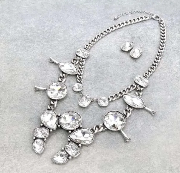 Crystal Squash Blossom Necklace Set with Earrings
