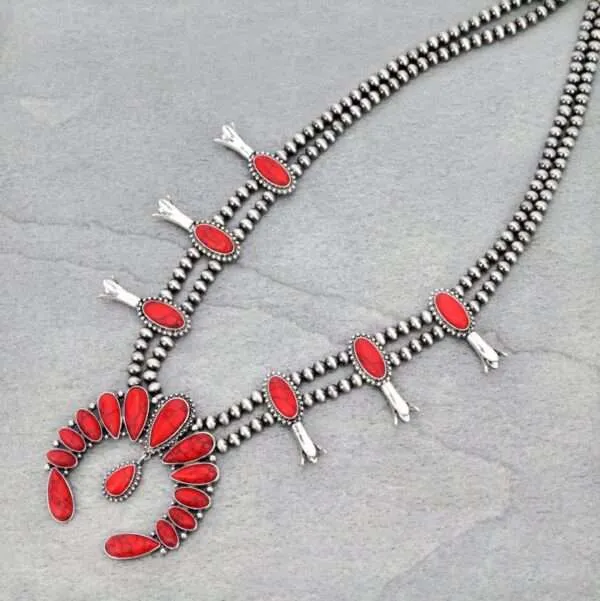 Squash Blossom Western Style Turquoise Necklace