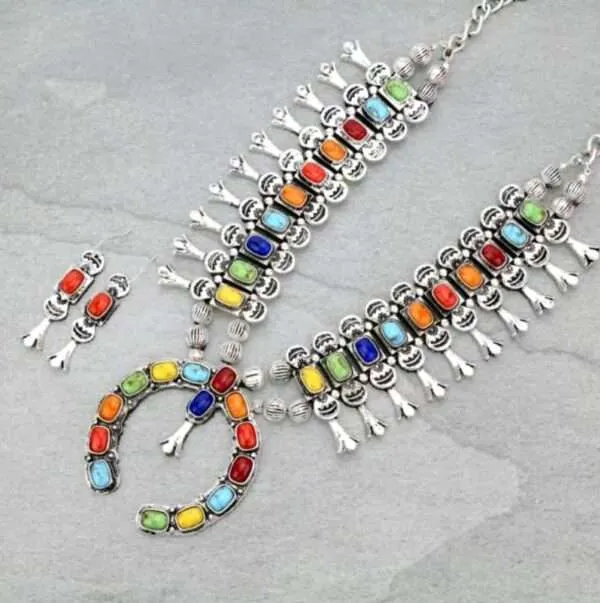 Full Squash Blossom  Necklace Set with Earrings