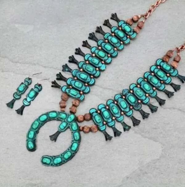Full Squash Blossom  Necklace Set with Earrings
