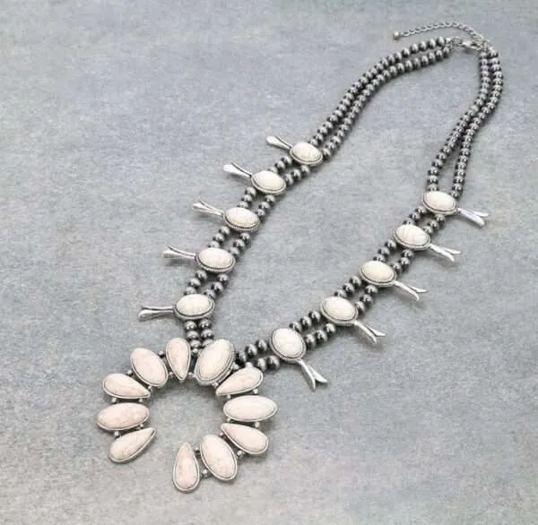 Squash Blossom Western Style Turquoise Necklace