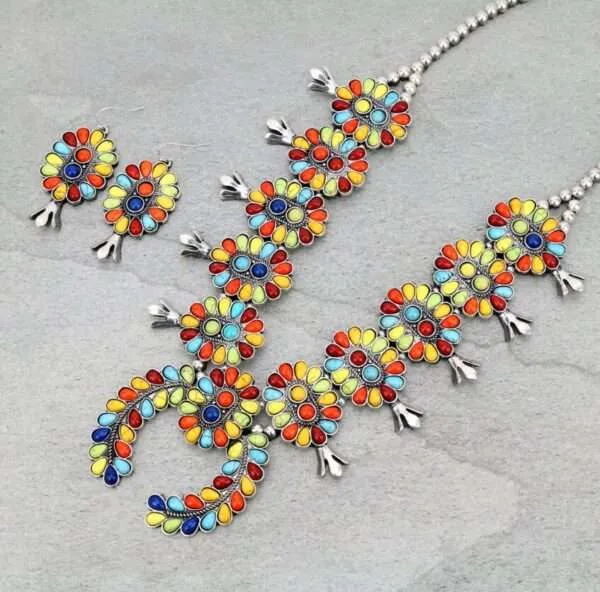 Squash Blossom Turquoise Necklace, Navajo Squash Blossom Necklace ,Squash Blossom Necklace Vintage, Turquoise Necklace