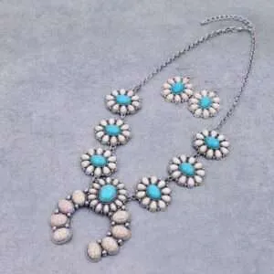 Squash Blossom Turquoise Necklace, Navajo Squash Blossom Necklace ,Squash Blossom Necklace Vintage, Turquoise Necklace