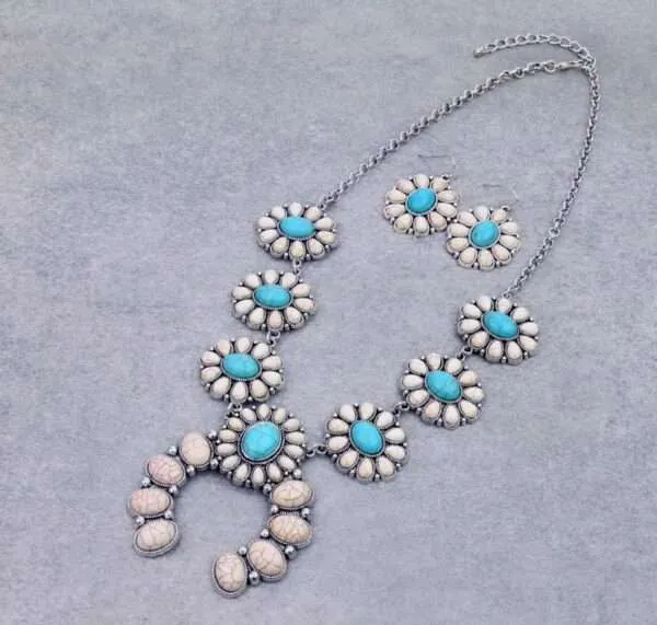 Squash Blossom Turquoise Necklace, Navajo Squash Blossom Necklace ,Squash Blossom Necklace Vintage, Turquoise Necklace