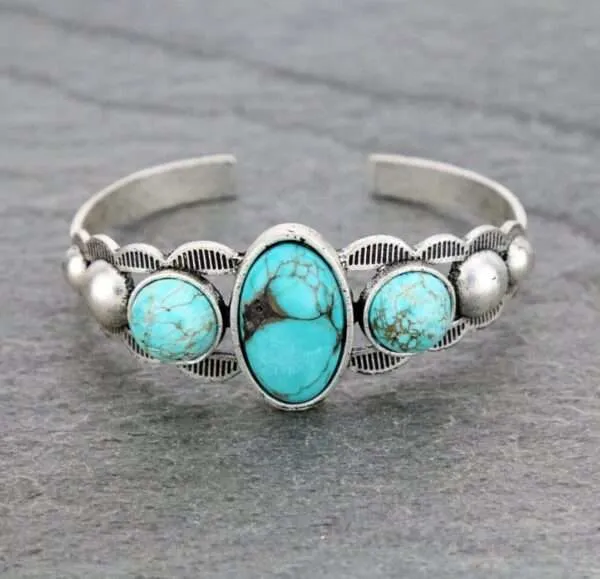 Natural Turquoise "C" Cuff Bracelet