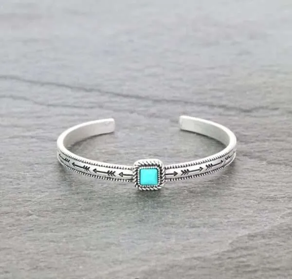 Bolt Natural Turquoise "C" Cuff Bracelet