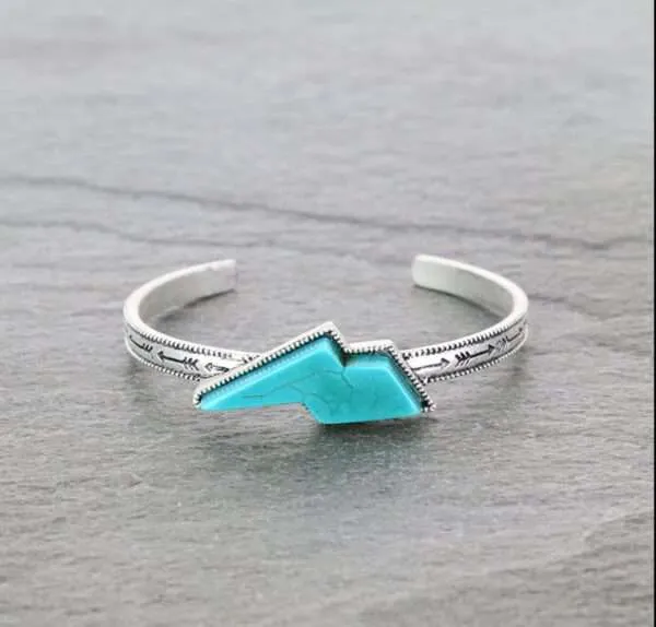 Bolt Natural Turquoise "C" Cuff Bracelet