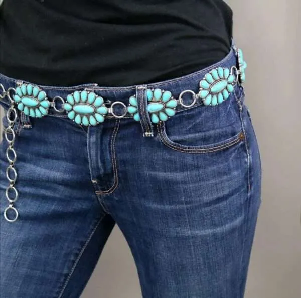 Western Concho Belt With Turquoise S/M