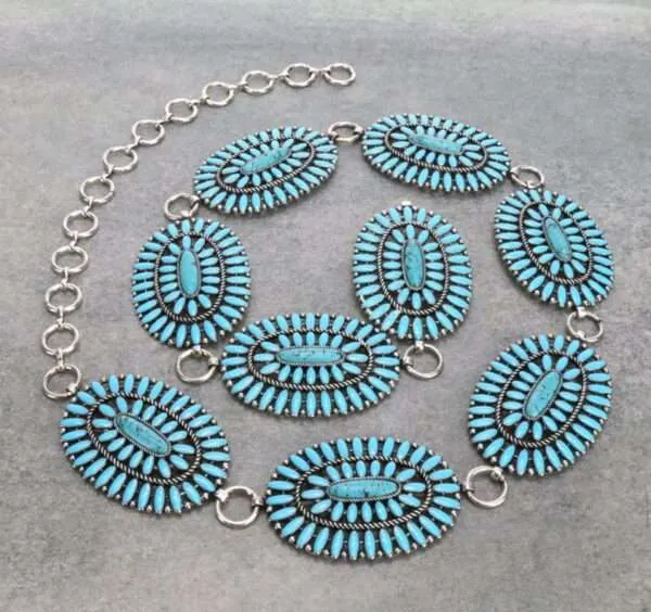 Western Epoxy Concho Belt With Turquoise
