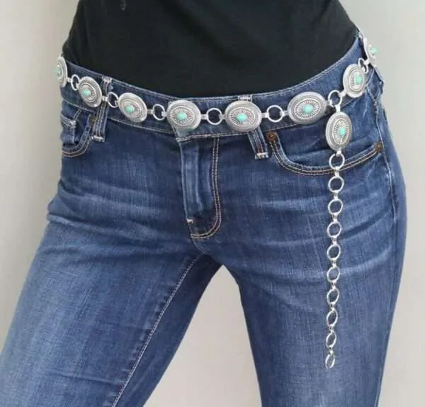 Western Concho Belt With Turquoise S/M