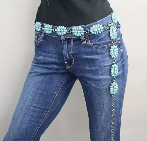 Western Concho Belt With Turquoise L/XL