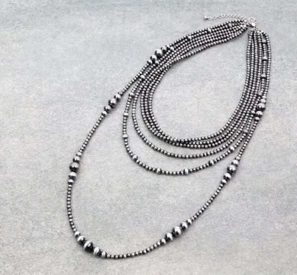Navajo Style Pearls Necklace Beaded Necklace Western Southwestern Jewelry Bead & Pearl Layered Necklace