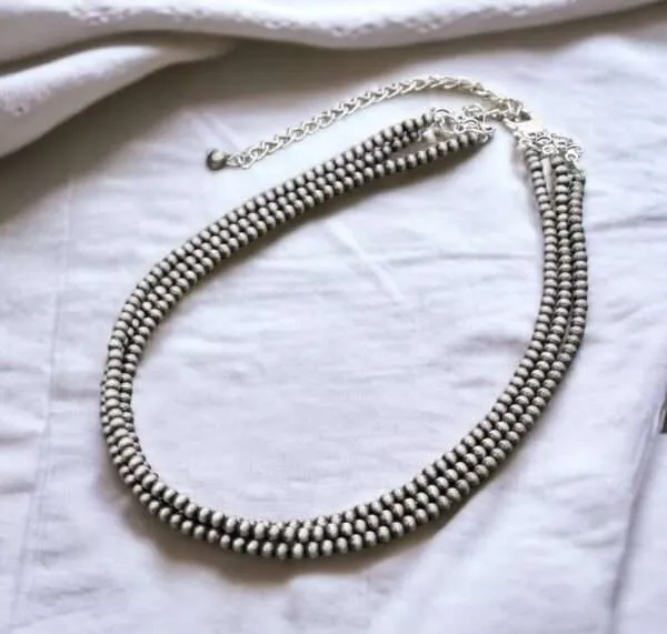 Navajo Style Pearls Necklace Beaded Necklace Western Southwestern Jewelry Bead & Pearl Layered Multi-strand Necklace.