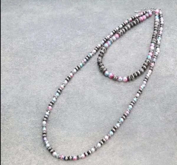 Navajo Style Pearls Necklace Beaded Necklace Western Southwestern Jewelry Bead & Pearl Layered Necklace