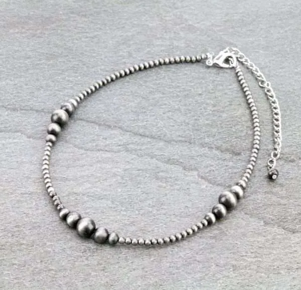 Navajo Style Pearls Necklace 15' Hand Knotted Choker Necklace Necklace Beaded Necklace Western Southwestern Jewelry