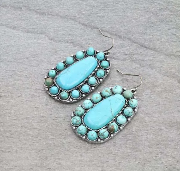 Natural Turquoise Squash Blossom Earrings,  Turquoise Earrings,  Western Earrings, Navajo Earrings