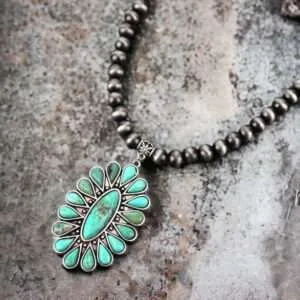 Natural Turquoise Western Pearl Pendent Necklace