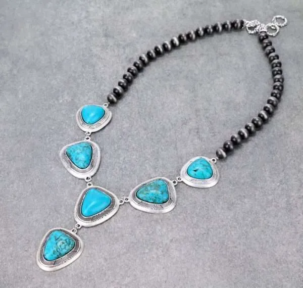 Western Pearl Natural Turquoise Necklace