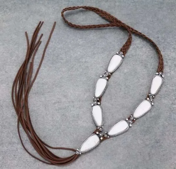 Natural Turquoise Long Suede Necklace