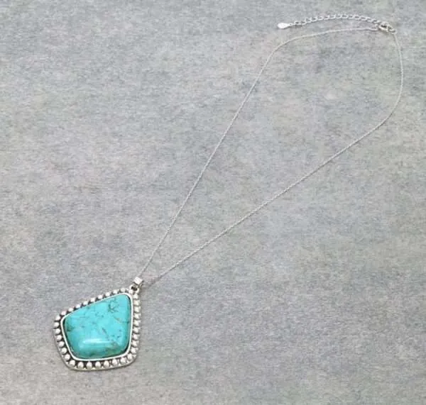 Sterling Silver Chain Necklace with Natural Stone Pendant