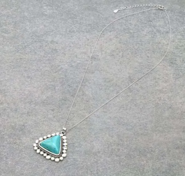 Sterling Silver Chain Necklace with Natural Stone Pendant