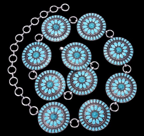 Western Epoxy Concho Belt With Turquoise